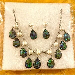 Elegant Abalone and Pearl Necklace Set